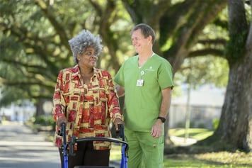 Home health patient with caregiver