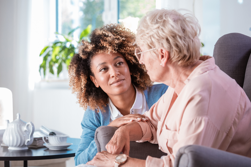 caregiver with elderly woman