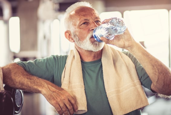 elderly man working out